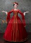 Red Half Batwing Sleeves Lace Vintage Rococo Masquerade Ball Gown Theater Dress