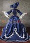 Navy BlueLong Flare Sleeves Lace Vintage Rococo Wedding Bustle Ball Gown with Hat 4