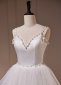 White Train Tulle Hi Lo Spaghetti Straps Prom Dress 4