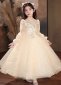 Children White Long Sleeve Sequin Wedding Engagement Formal Dress 2