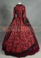 Wine Red Brocade Long Sleeve Gothic Victorian Dress 3