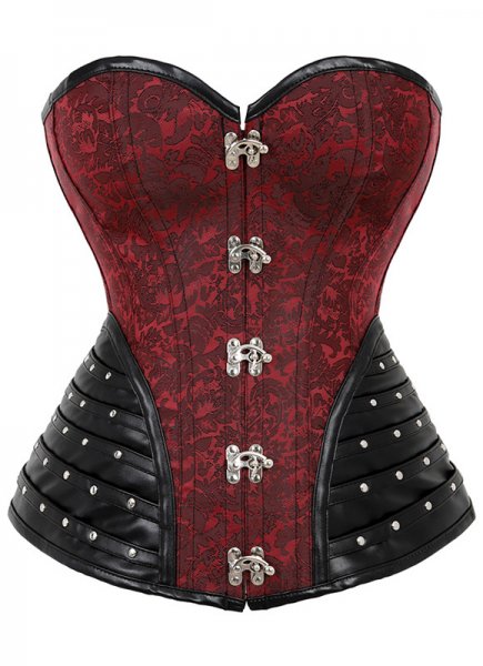 Burgundy Gothic Renaissance Corset with Hip Gores