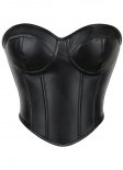 Black Modern Sweetheart Women Leather Corset With Cups