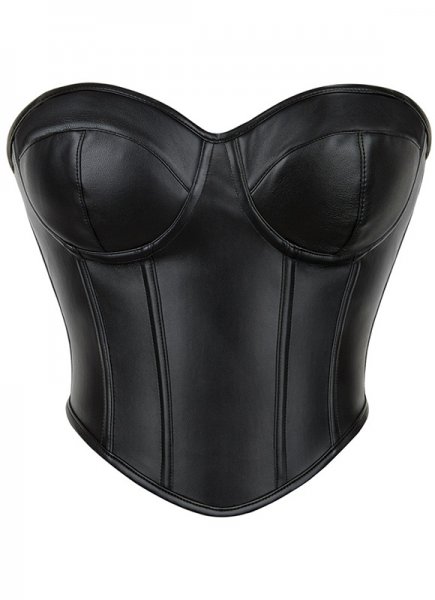 Black Modern Sweetheart Women Leather Corset With Cups