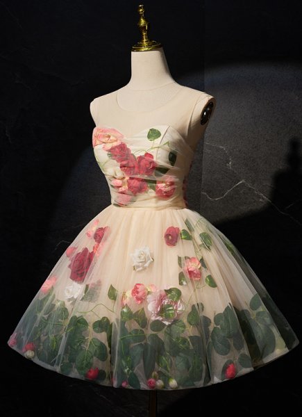Girls Short Flower Homecoming Dresses