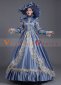Blue Vintage Wedding Ball Gown Renaissance Costume with Hat