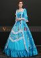 Blue Short Flare Sleeves Lace Floral Rococo Masquerade Lolita Dress Gown 2