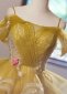 Yellow Spaghetti Straps Sequin Short Formal Dress 4