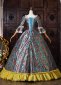 Blue Floral Brocade Rococo Victorian Ball Gown Masquerade Dress 4