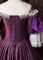 Purple Velvet Gold Embroidery Off the Shoulder Victorian Rococo Ball Gown 6