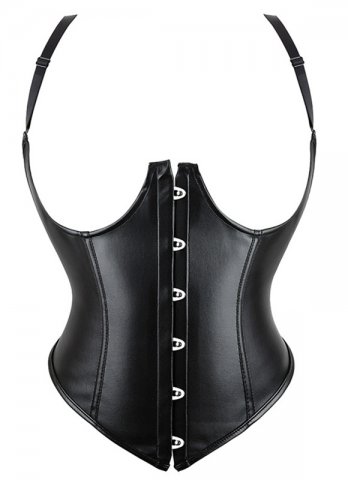 Spaghetti Strap Leather Corset Vest Without Cups