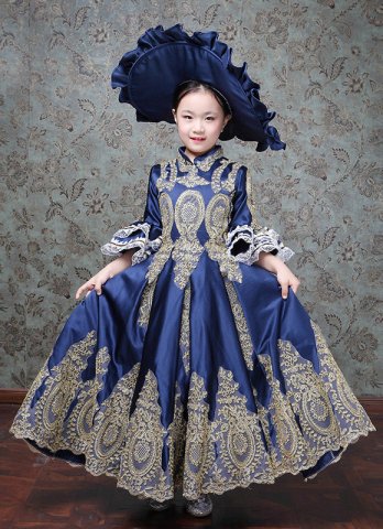 Children's Halloween Costume Kids Victorian Masquerade Baroque Princess Dress for Girls