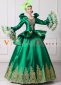 Green Long Flare Sleeves Vintage Lace Embroidered Masquerade Ball Gown Theater Costume 2