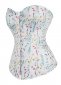 White Floral Printed Cotton Bustier Corset