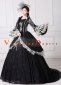 Black Long Flare Sleeves Retro Lace Floral Masquerade Ball Gown Theater Costume 2
