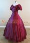 Wine Red Short Sleeve Southern Bell Victorian Ball Gown