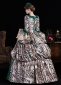 Women Green Brocade Zebra Print Multi Layered Long Sleeve Carnival Inspired Ball Dress 4