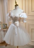 Short Sleeves Strapless Appliques Sequins Mini Formal Dresses