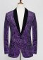 Men Purple Cashew Flower Shiny Sequin Floral Shawl Lapel Suit Jacket Weddings Prom Banquets Formal Blazer