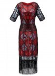Women 1920s Sequin Fringed Flapper Dress Vintage Party Dress