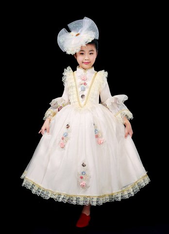 Kids Southern Belle Masquerade Ball Gown Girls Vintage Reenactment Historical Dresses