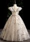 Children Butterfly Sleeve Sequin Champagne Tulle Prom Homecoming Dress 3