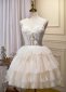 Sweetheart Bow Tie Straps Tiered Tulle Polka Dots Prom Dress 1