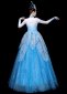 Showgirl Flower Leaf Dresses Holiday Theater Dance Costume Blue