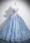 Floor Length Blue Applique Women Evening Dress 2