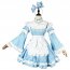 Blue Long Flare Sleeves Alice Fairyland Lolita Dress Women Maid Cosplay Uniform Costume