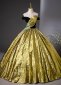Custom-made Gold Off Shoulder Leaf Decoration Party Dress