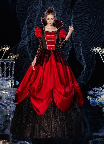 와인 레드 뱀파이어 여왕 코스프레 멋진 드레스 중세 르네상스 역사적 기간 재연 할로윈 의상