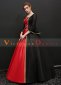 Black and Red Long Flare Sleeves Lace Vintage Rococo Masquerade Ball Gown Dress