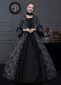 Gray Cotton Floral Renaissance Victorian Dress Halloween Costume