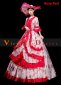 Rose Red Lace Belle Princess Party Ball Gown Dress with Hat