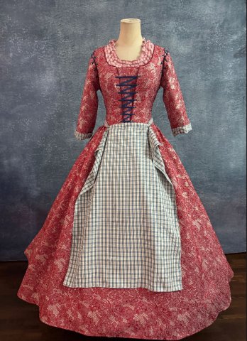 Women Wine Red Floral Snow White Maid Dress for Adult Half Sleeves Floor Length Cosplay Dress
