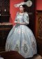 Women Baroque Jacquard Dresses Rococo Floral Blue Party Dresses
