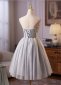 Gray Corset Spaghetti Straps Short Party Formal Dress 3