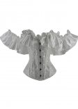 White Jacquard Corset Top With Bardot Sleeve