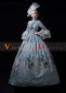 Blue Long Flare Sleeves Lace Peacock Printed Vintage Rococo Masquerade Dress