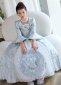 Light Blue Floral Girls Historical Victorian Ball Gown Dress