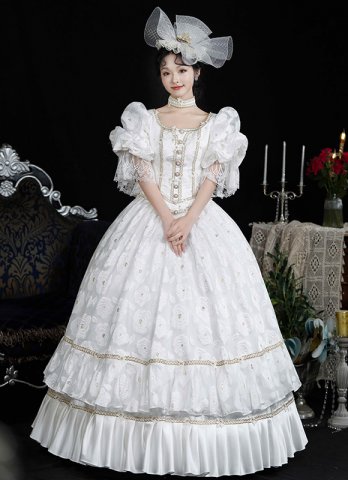 Customized White Princess Lolita Tea Party Dress Drama Costume