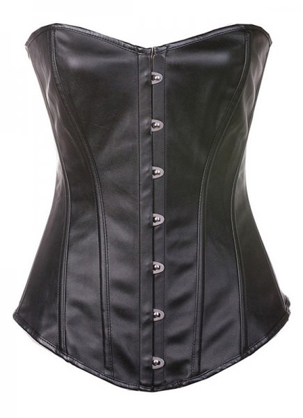 6XL Black And Red Leather Overbust Corset