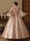 Marie Antoinette Queen Pink Fantasy Dress Brocade Floral Gown 4