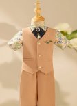 Boys Slim Fit Tuxedo Pants Vest Shirt Set 4 Piece Formal Suits For Party