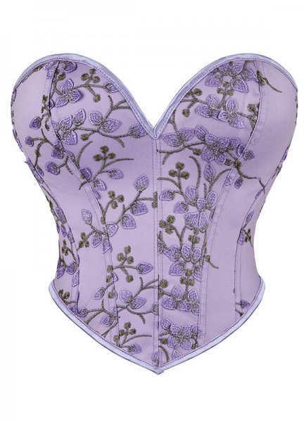Girls Purple Sweet Embroidery Overbust Corset