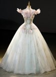 Princess Sweetheart Flower Sequins Tulle Prom Formal Dresses