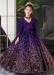 Girls Gradient Sequin V neck Long Sleeved Performance Party Dress