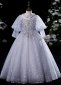 Girl Tulle Flower Girl Dresses Beaded Sequin Princess Pageant Dress Gray