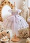 Girl Princess Puff Sleeve Purple Floral Dress 3